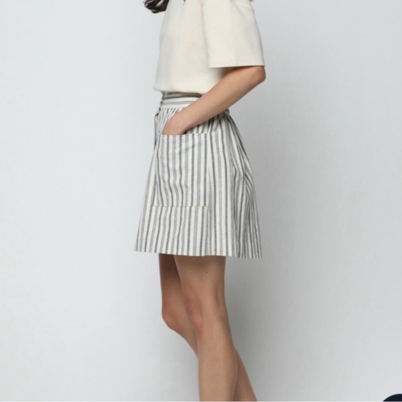 Oak + Fort Striped Linen Blend Skirt - Picture 2 of 10